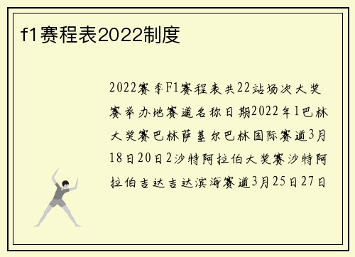 f1赛程表2022制度